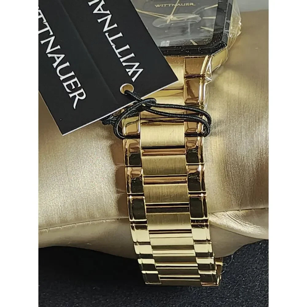 NWT Wittnauer $575 WN3092 Store Display 9.7/10 Men's Omni Black Dial Gold Quartz